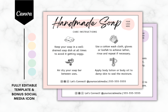 Custom Soap Care Card Canva Template 2: Perfect Your Brand