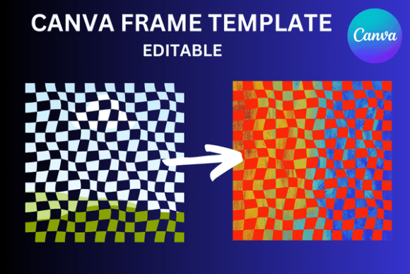 Distorted Checkered Pattern Canva Frame: Bold & Dynamic Design
