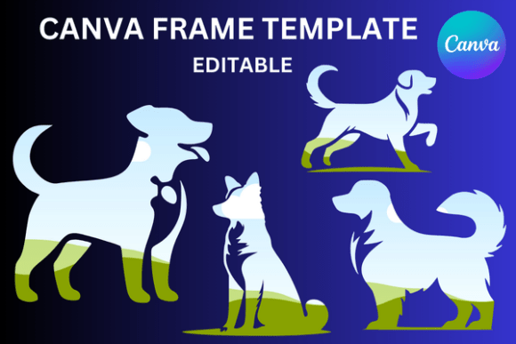 Dogs Silhouette Canva Frame Template: Effortless Pet-Themed Branding