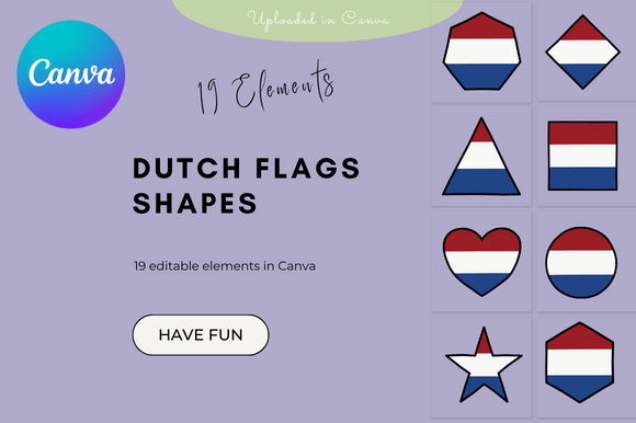 Dutch Flags Shapes Clipart for Canva: 19 Ready-to-Use Elements