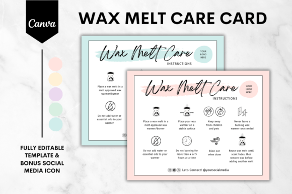 Master Your Branding with Wax Melt Care Card Canva Template 1