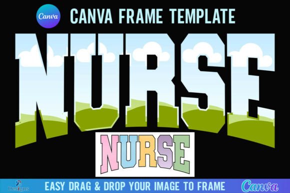 Nurse Canva Frame Template Varsity: Instant Collegiate Style