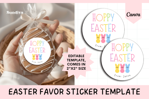 Simple Spring Packaging with Easter Treat Round Sticker Template 5