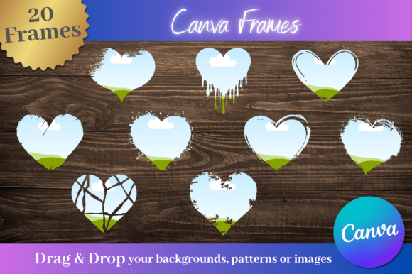 Transform Projects with 20 Custom Heart Shaped Canva Frames